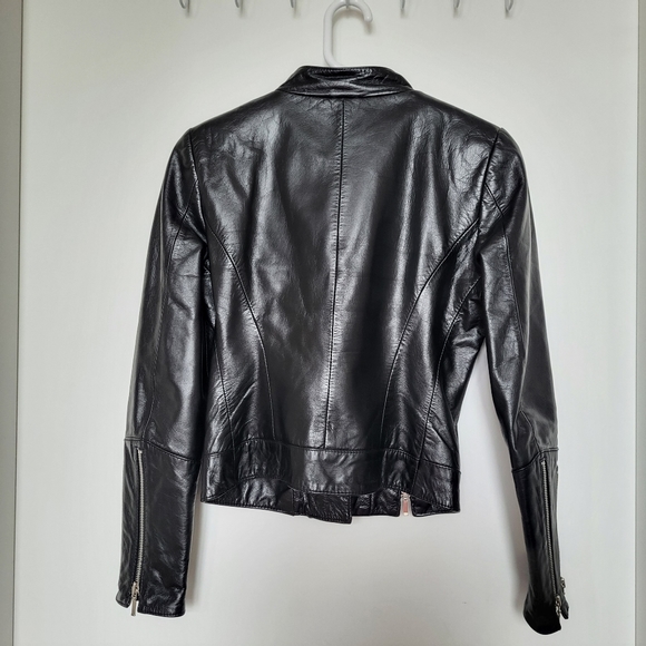 Bebe Black Zipper Genuine Leather Jacket - Picture 10 of 16